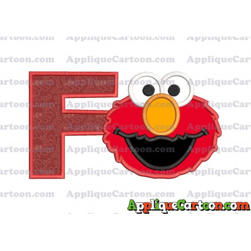 Elmo Head Applique Embroidery Design With Alphabet F