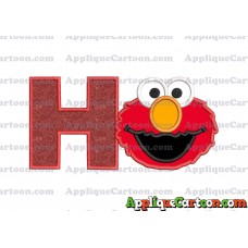 Elmo Head Applique Embroidery Design With Alphabet H