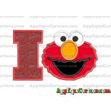 Elmo Head Applique Embroidery Design With Alphabet I