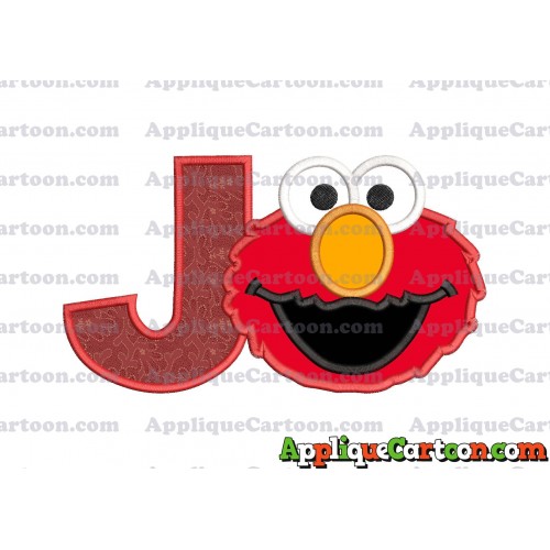 Elmo Head Applique Embroidery Design With Alphabet J