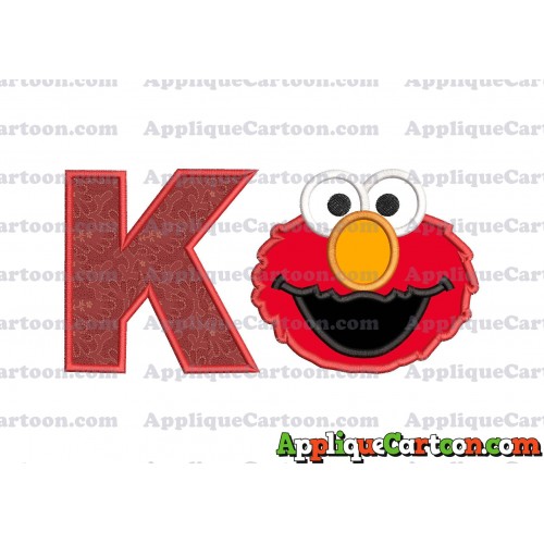 Elmo Head Applique Embroidery Design With Alphabet K