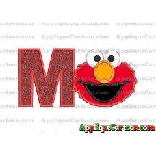 Elmo Head Applique Embroidery Design With Alphabet M