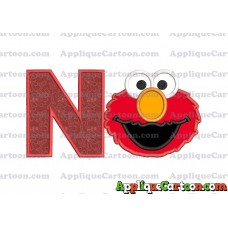 Elmo Head Applique Embroidery Design With Alphabet N