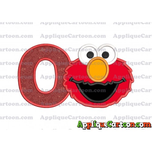 Elmo Head Applique Embroidery Design With Alphabet O