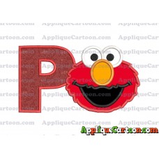Elmo Head Applique Embroidery Design With Alphabet P