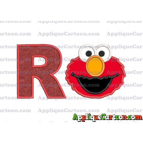 Elmo Head Applique Embroidery Design With Alphabet R