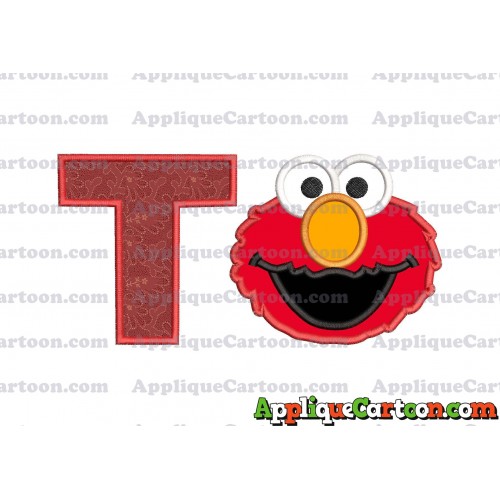 Elmo Head Applique Embroidery Design With Alphabet T