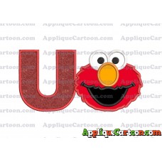 Elmo Head Applique Embroidery Design With Alphabet U