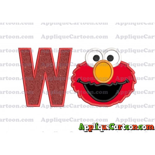 Elmo Head Applique Embroidery Design With Alphabet W