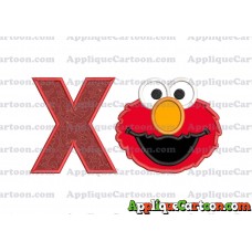 Elmo Head Applique Embroidery Design With Alphabet X