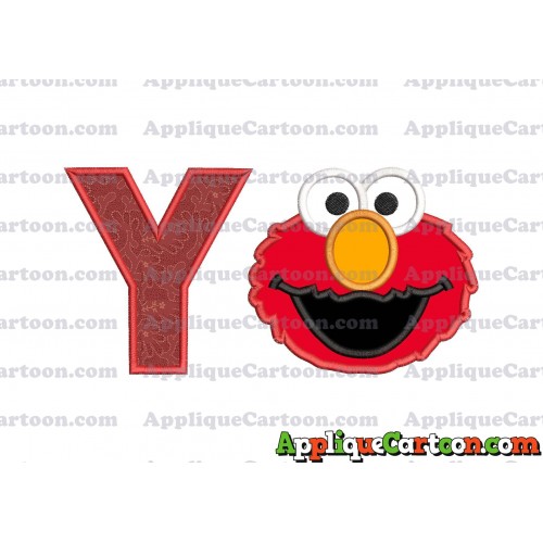 Elmo Head Applique Embroidery Design With Alphabet Y