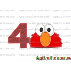Elmo Sesame Street Head Applique 02 Embroidery Design Birthday Number 4