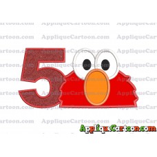 Elmo Sesame Street Head Applique 02 Embroidery Design Birthday Number 5
