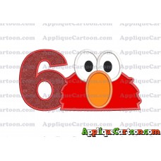 Elmo Sesame Street Head Applique 02 Embroidery Design Birthday Number 6