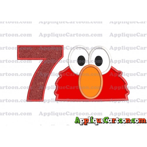 Elmo Sesame Street Head Applique 02 Embroidery Design Birthday Number 7