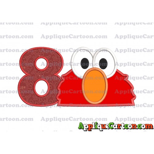 Elmo Sesame Street Head Applique 02 Embroidery Design Birthday Number 8