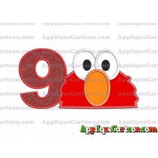 Elmo Sesame Street Head Applique 02 Embroidery Design Birthday Number 9