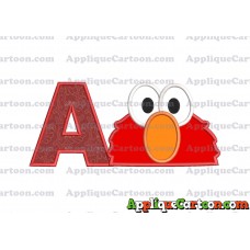 Elmo Sesame Street Head Applique 02 Embroidery Design With Alphabet A