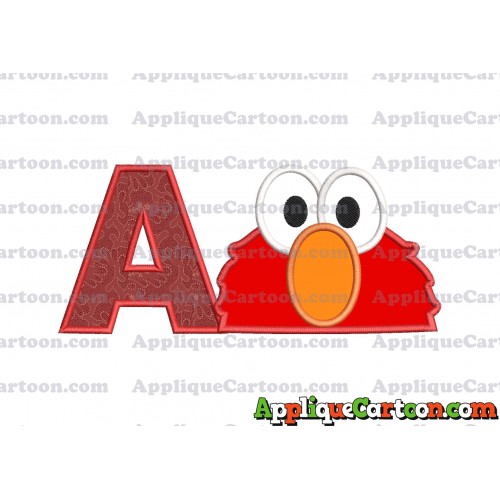 Elmo Sesame Street Head Applique 02 Embroidery Design With Alphabet A