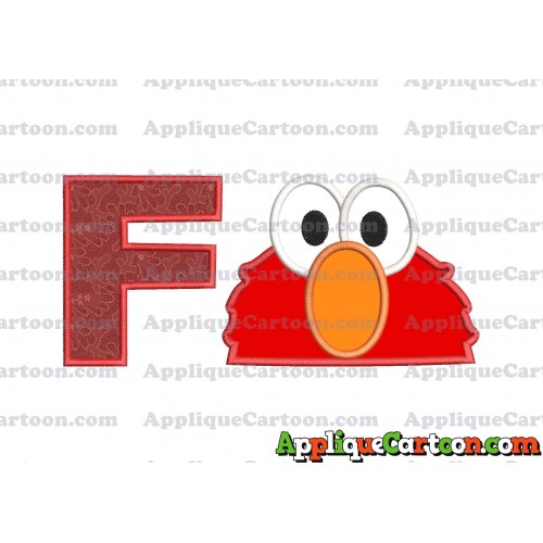 Elmo Sesame Street Head Applique 02 Embroidery Design With Alphabet F