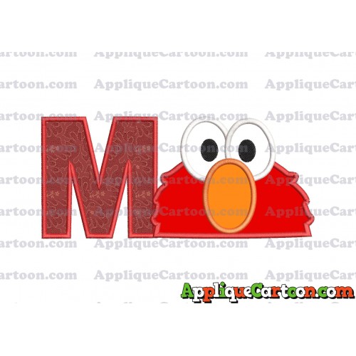 Elmo Sesame Street Head Applique 02 Embroidery Design With Alphabet M