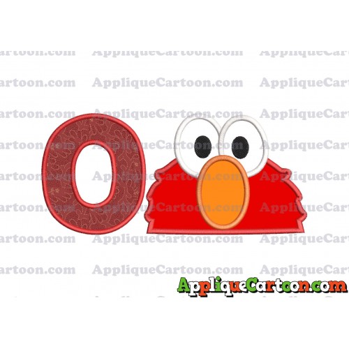 Elmo Sesame Street Head Applique 02 Embroidery Design With Alphabet O