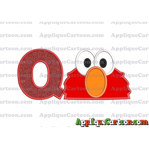 Elmo Sesame Street Head Applique 02 Embroidery Design With Alphabet Q