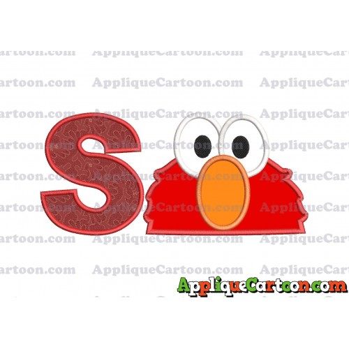 Elmo Sesame Street Head Applique 02 Embroidery Design With Alphabet S