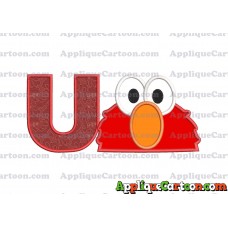 Elmo Sesame Street Head Applique 02 Embroidery Design With Alphabet U