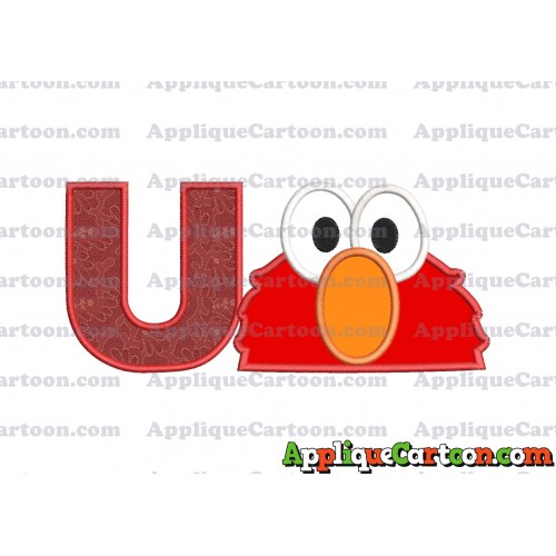 Elmo Sesame Street Head Applique 02 Embroidery Design With Alphabet U