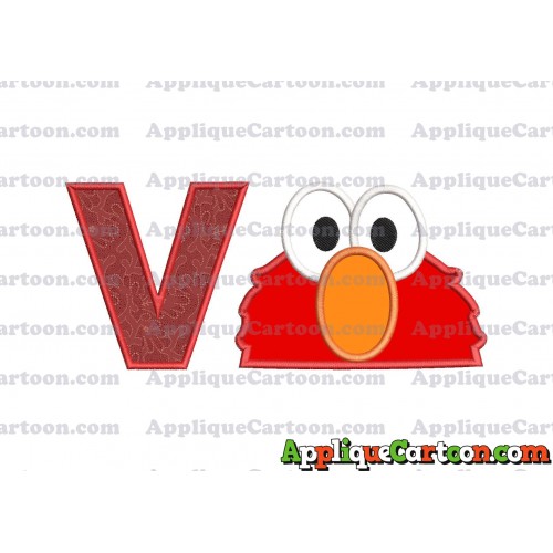 Elmo Sesame Street Head Applique 02 Embroidery Design With Alphabet V