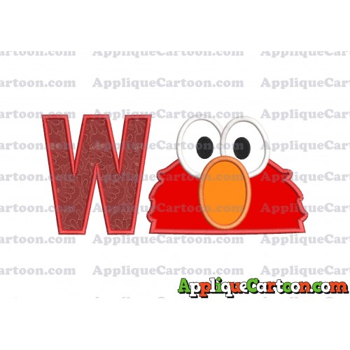 Elmo Sesame Street Head Applique 02 Embroidery Design With Alphabet W