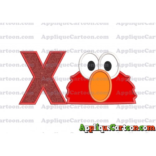 Elmo Sesame Street Head Applique 02 Embroidery Design With Alphabet X