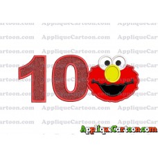 Elmo Sesame Street Head Applique Embroidery Design Birthday Number 10