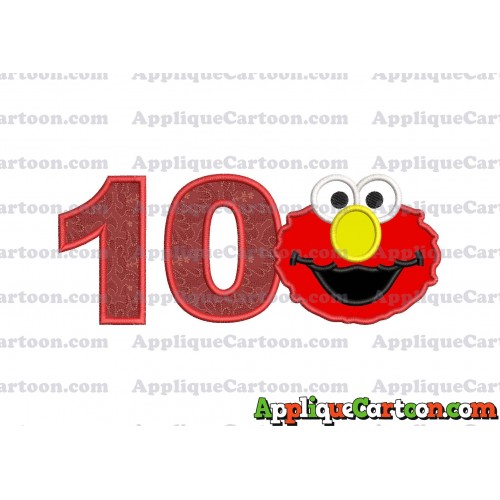 Elmo Sesame Street Head Applique Embroidery Design Birthday Number 10