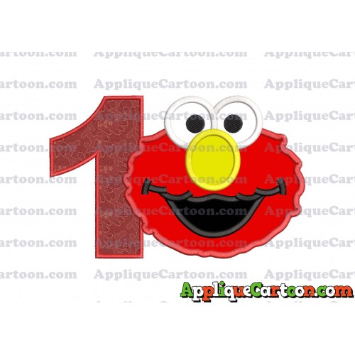 Elmo Sesame Street Head Applique Embroidery Design Birthday Number 1