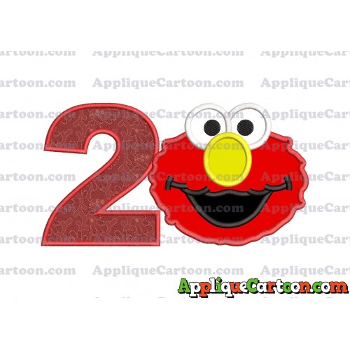Elmo Sesame Street Head Applique Embroidery Design Birthday Number 2