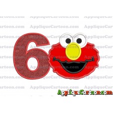 Elmo Sesame Street Head Applique Embroidery Design Birthday Number 6