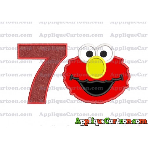 Elmo Sesame Street Head Applique Embroidery Design Birthday Number 7