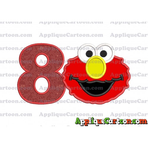 Elmo Sesame Street Head Applique Embroidery Design Birthday Number 8