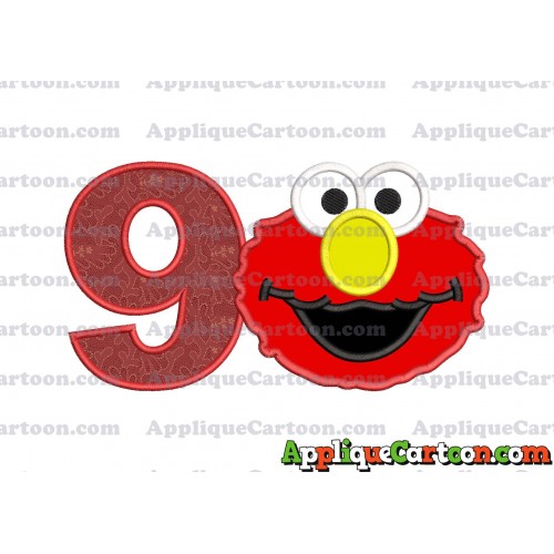 Elmo Sesame Street Head Applique Embroidery Design Birthday Number 9