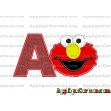 Elmo Sesame Street Head Applique Embroidery Design With Alphabet A
