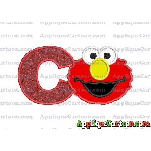 Elmo Sesame Street Head Applique Embroidery Design With Alphabet C