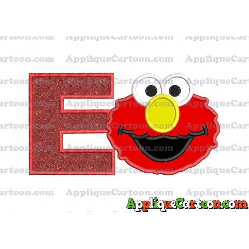 Elmo Sesame Street Head Applique Embroidery Design With Alphabet E