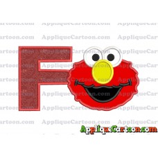 Elmo Sesame Street Head Applique Embroidery Design With Alphabet F