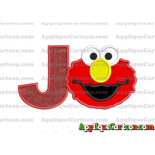 Elmo Sesame Street Head Applique Embroidery Design With Alphabet J