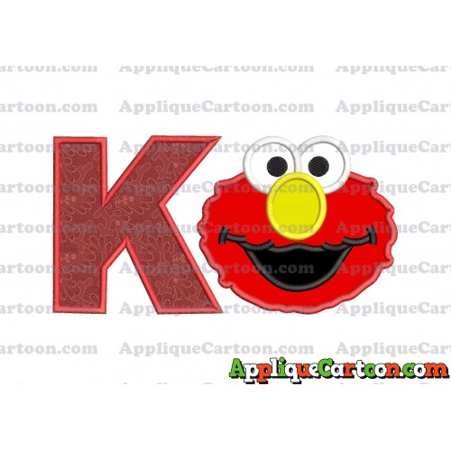 Elmo Sesame Street Head Applique Embroidery Design With Alphabet K