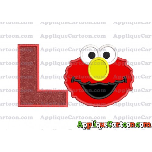 Elmo Sesame Street Head Applique Embroidery Design With Alphabet L