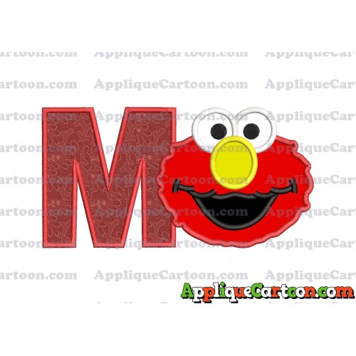 Elmo Sesame Street Head Applique Embroidery Design With Alphabet M