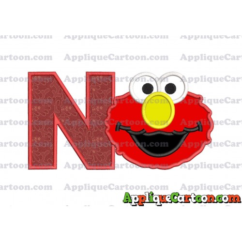 Elmo Sesame Street Head Applique Embroidery Design With Alphabet N